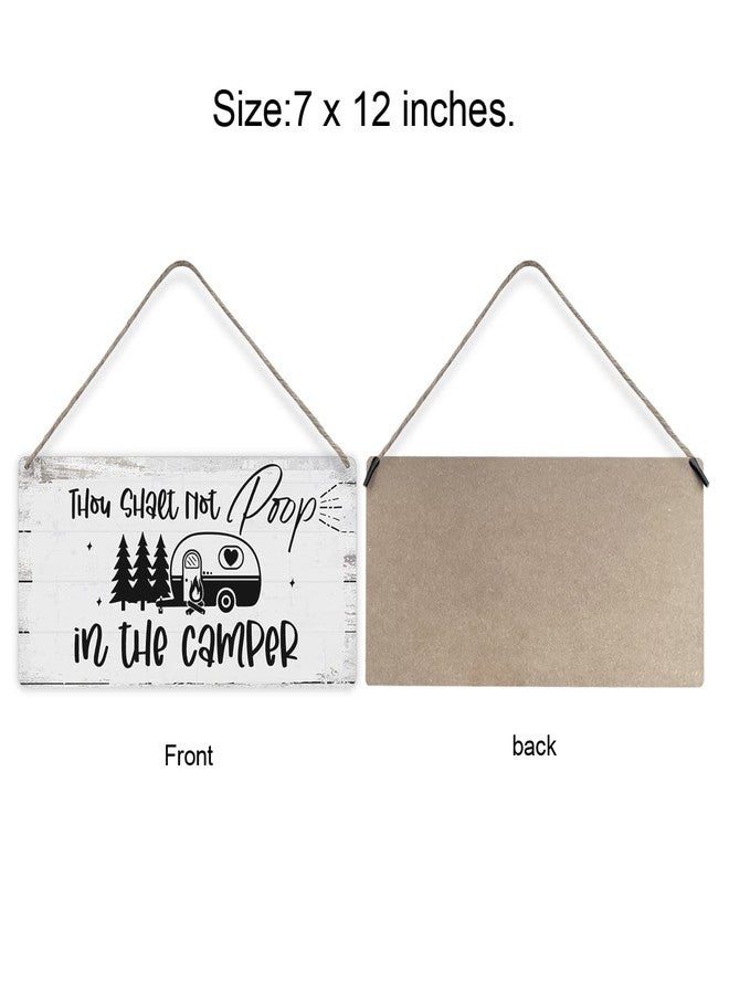 MIGUMUTU Funny Thou Shalt Not Poop in the Camper Quote Sayings Home Wall Decor Wooden Signs Rustic Farmhouse Hanging Wall Plaque Sign Camp Gift - Image 2