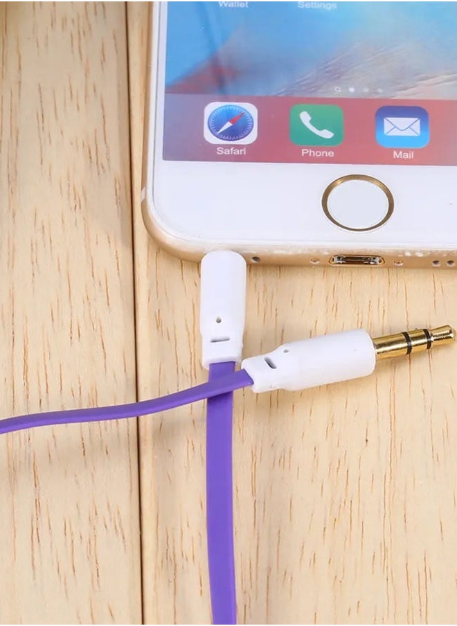MATRIX - Aux Flat Audio Cable 3.5Mm Male To Male 1m Car Aux Auxiliary Cord Stereo Audio Cable Connector For Smartphones and Tablets Purple - Image 1