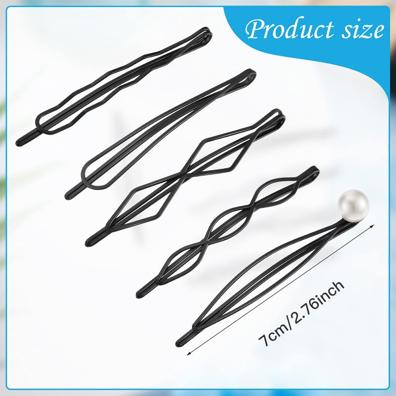 meekoo 10 Pieces Geometric Metal Hair Clips and Barrettes - Minimalist Hair Accessories for Women and Girls, Wedding, and Styling (Black) - Image 2