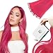 RUNATURE Hot Pink Hair Extensions Clip in Real Human Hair 18 Inch 30g 5pcs Pink Clip in Hair Extensions for Party Easy to Apply Highlighted Colorful Remy Hair - Image 2