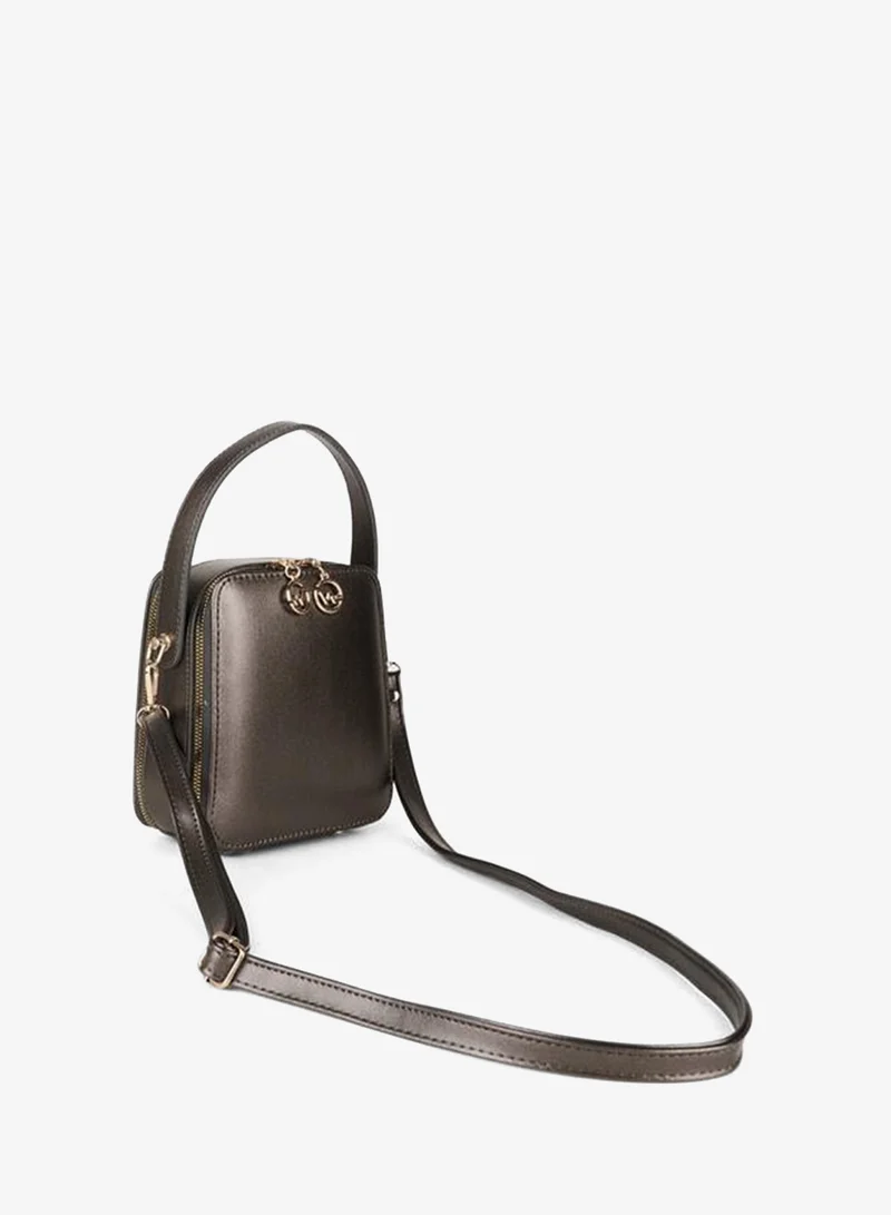 Vivaq  Women's Hazer Silver 3-Compartment Lined Synthetic Leather Adjustable Strap Zipper Closure Hand and Shoulder Bag. for Women | Best Price UAE