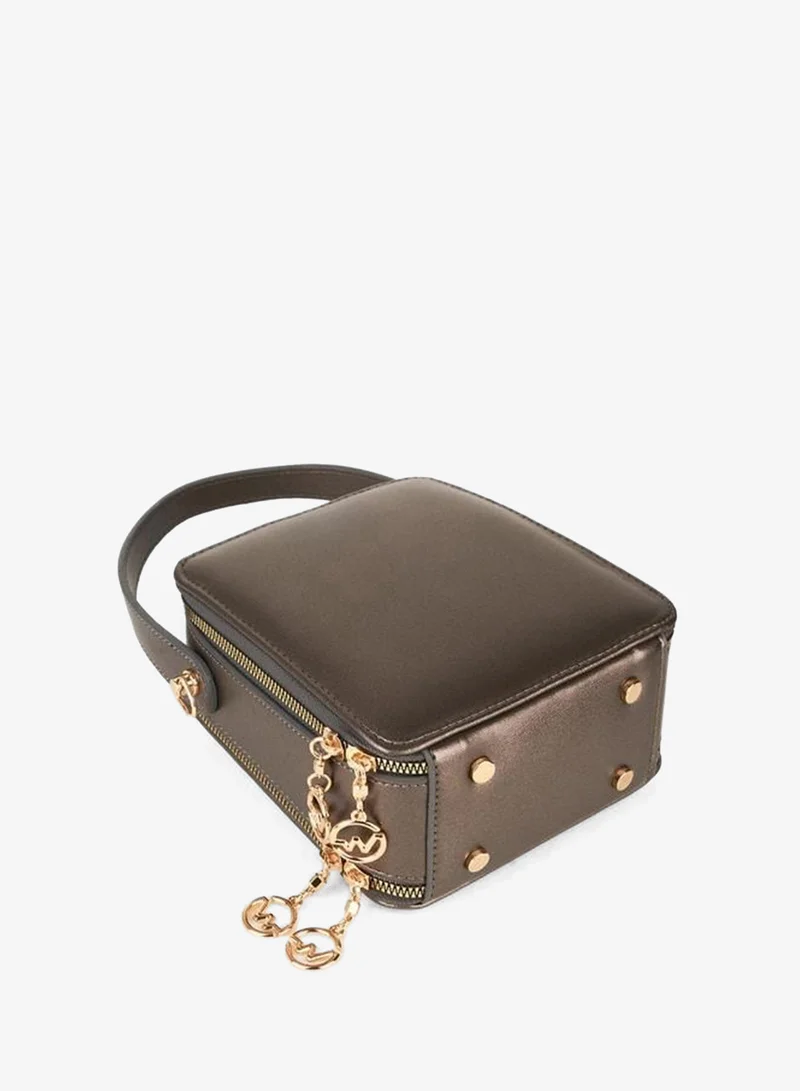 Vivaq  Women's Hazer Silver 3-Compartment Lined Synthetic Leather Adjustable Strap Zipper Closure Hand and Shoulder Bag. for Women | Best Price UAE