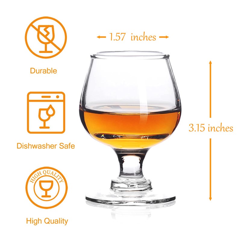 Valeways 1.75oz Mini Shot Glass Set of 6 - Clear, Super Cute, Perfect for Tasting Brandy - Glass Snifters - Image 2