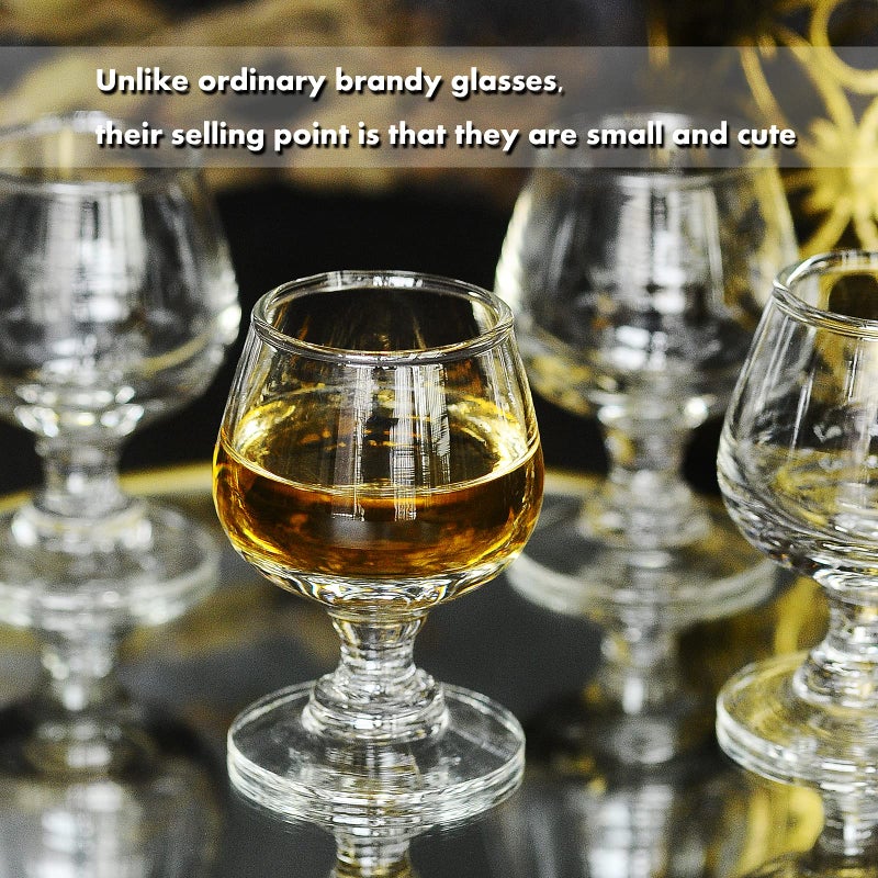 Valeways 1.75oz Mini Shot Glass Set of 6 - Clear, Super Cute, Perfect for Tasting Brandy - Glass Snifters - Image 5