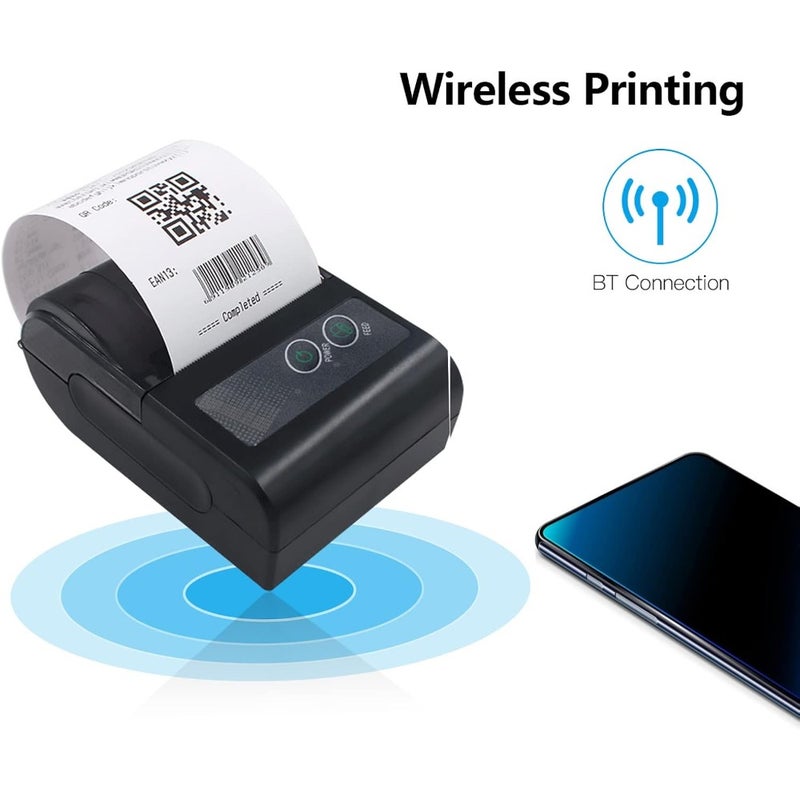 58mm Mini Thermal Printer Wireless Label Receipt Shipping Express Printer USB BT Connection Support ESC/POS Command compatible with WINDOWS Android iOS for Supermarket Store Restaurant - Image 2