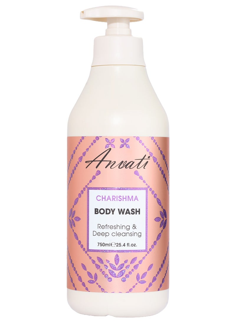 Anvati Refreshing & Deep Cleansing Shower Gel with Vitamin E & B5- Charishma Body Wash for All Skin Types - 750ml - Image 1