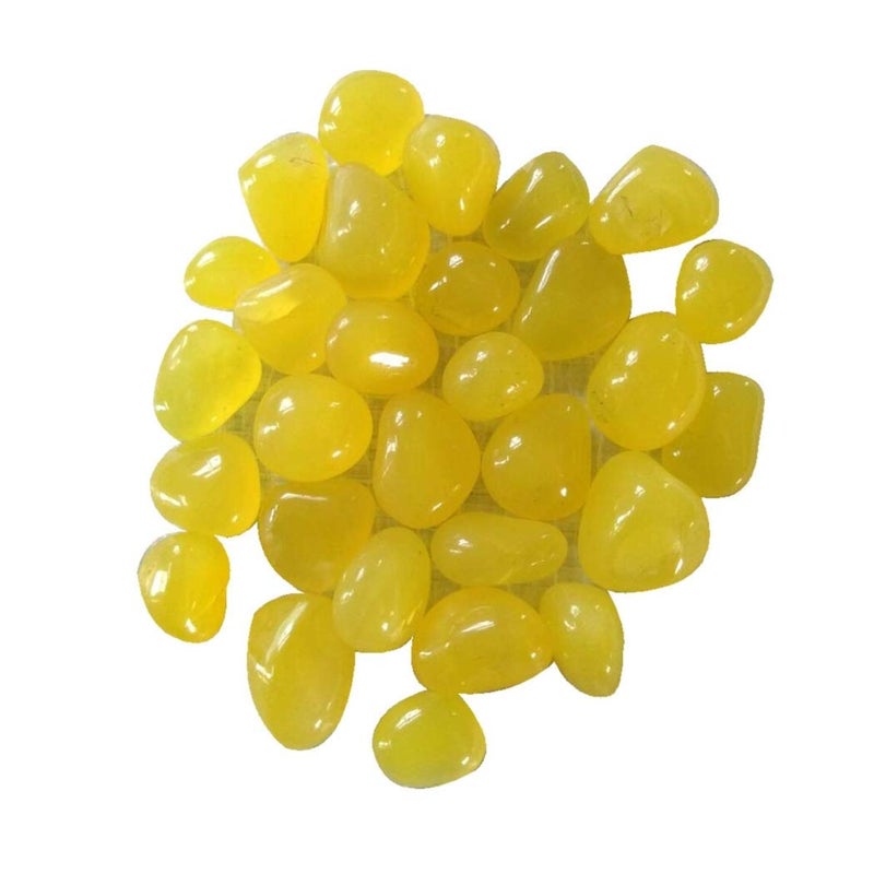 Ohhsome 500Gm Yellow Onyx Oynx Pebbles Aquarium Fish Tank Colorful Stones Polished Landscaping Vase Filler 500Gm - Image 1