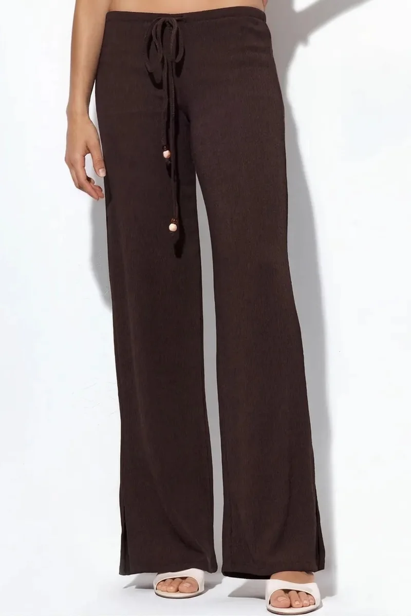 Busem Coffee Brown BUSEM Women's Straight-leg Crepe Trousers for Women | Best Price UAE