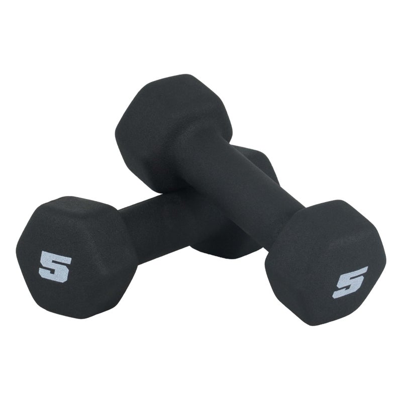 CAP Barbell 5 LB Neoprene Dumbbell Hand Weights - Pair | Black - Image 1