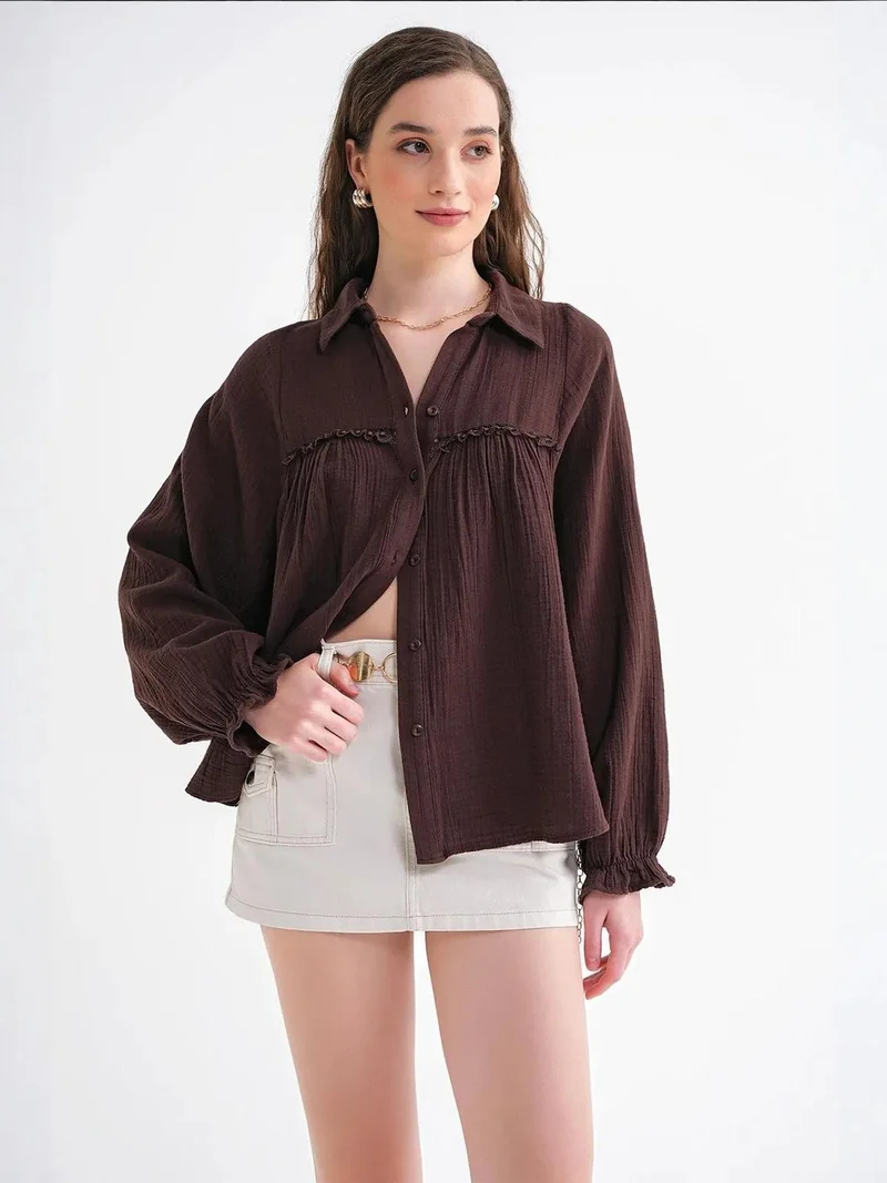 ميكسراي قميص قطني بأزرار بنقشة ميكسراي