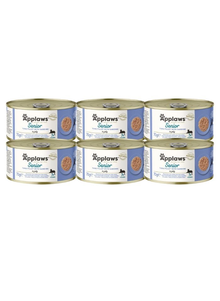 Applaws Tuna Fillet with Sardine Senior Wet Cat Food – 70g x 6 Tins - Image 1