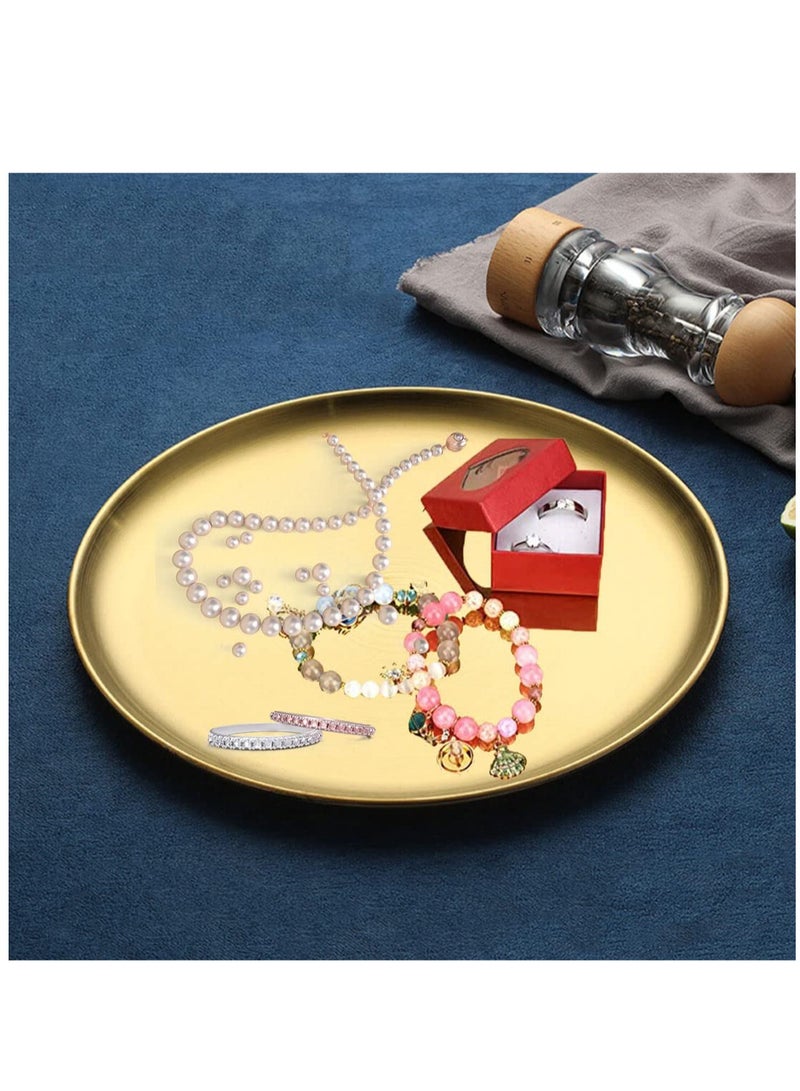 SOLARAE أطباق ستانلس ستيل 304 قابلة لإعادة الاستخدام، مجموعة أطباق عشاء معدنية دائرية 10 بوصة، صينية ذهبية كبيرة قابلة لإعادة الاستخدام، أطباق سلطة وحلويات ذهبية، أطباق تقديم الإفطار للمطبخ والمنزل والتخييم والحفلات الخارجية، عبوة 2 - Image 4