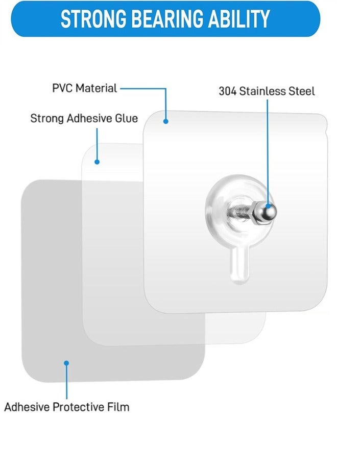 20Pcs Adhesive Hooks Heavy Duty, Wall-Mounted Screw Hook Punch-Free Seamless Screw Waterproof Wall Hook Heavy Duty Sticky Hooks for Kitchen Bathroom Home Office - Image 4