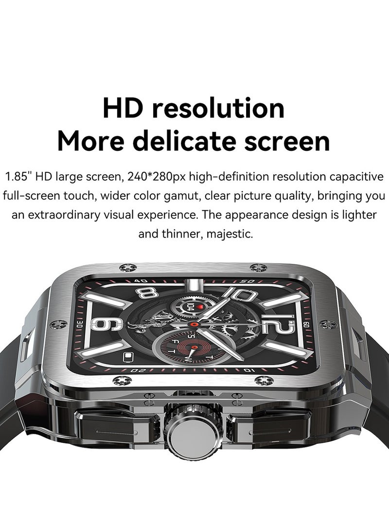 RollsTimi  Men's Smartwatch Waterproof Stainless Steel Tonneau Smart Watch for Women Sports Fitness Tracker, Heart Rate Monitoring, Bluetooth Call - Image 2