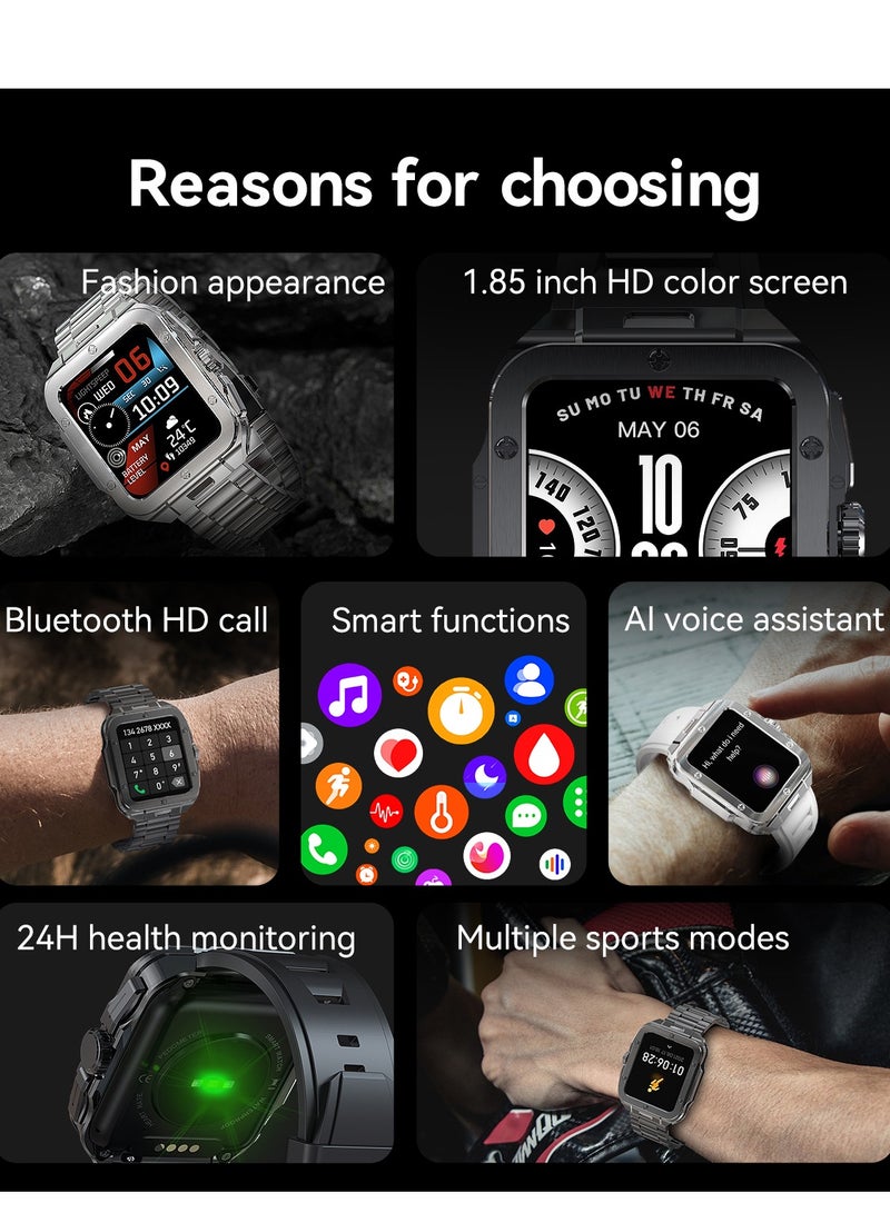 RollsTimi  Men's Smartwatch Waterproof Stainless Steel Tonneau Smart Watch for Women Sports Fitness Tracker, Heart Rate Monitoring, Bluetooth Call - Image 5