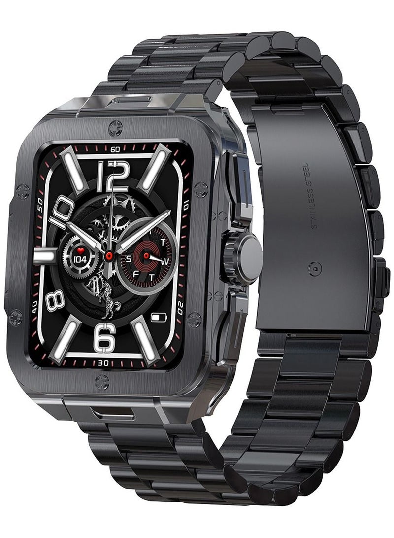 RollsTimi  Men's Smartwatch Waterproof Stainless Steel Tonneau Smart Watch for Women Sports Fitness Tracker, Heart Rate Monitoring, Bluetooth Call - Image 1