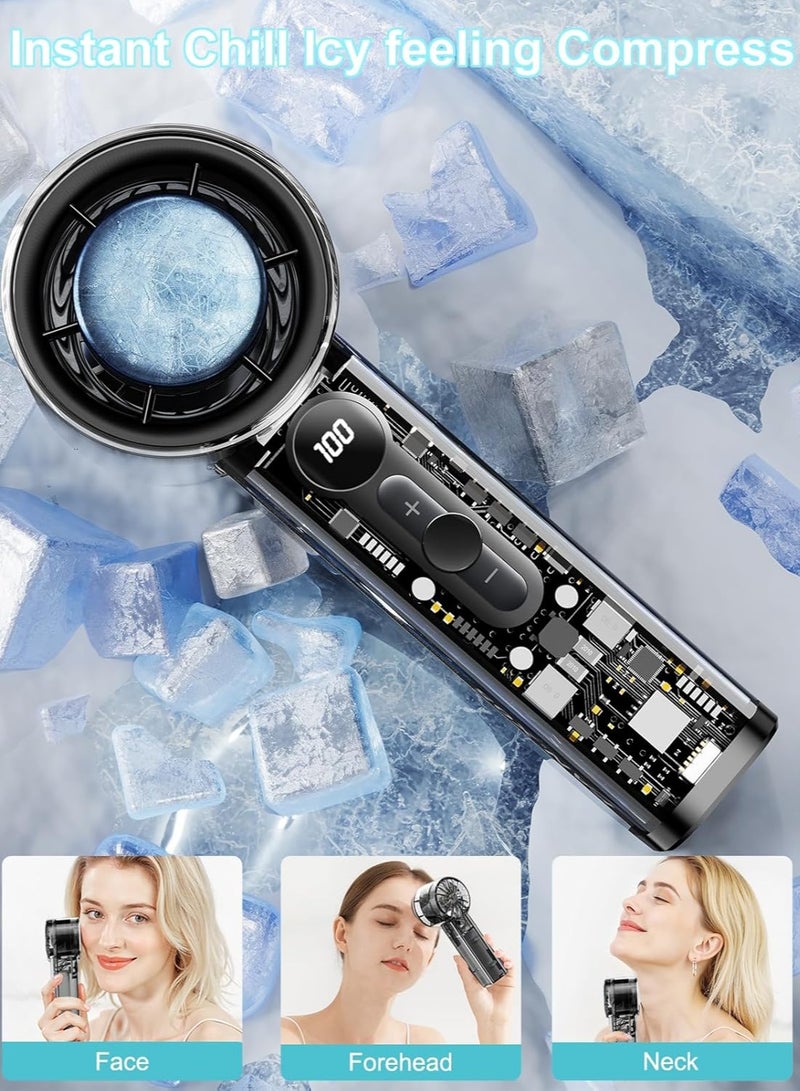 يونسي مروحة توربو محمولة باليد مع لوحة تبريد ثلجية، شاشة رقمية، بطارية قابلة لإعادة الشحن 3000 مللي أمبير/ساعة للنساء والرجال للسفر/العمل/المنزل/الخارجية - Image 3