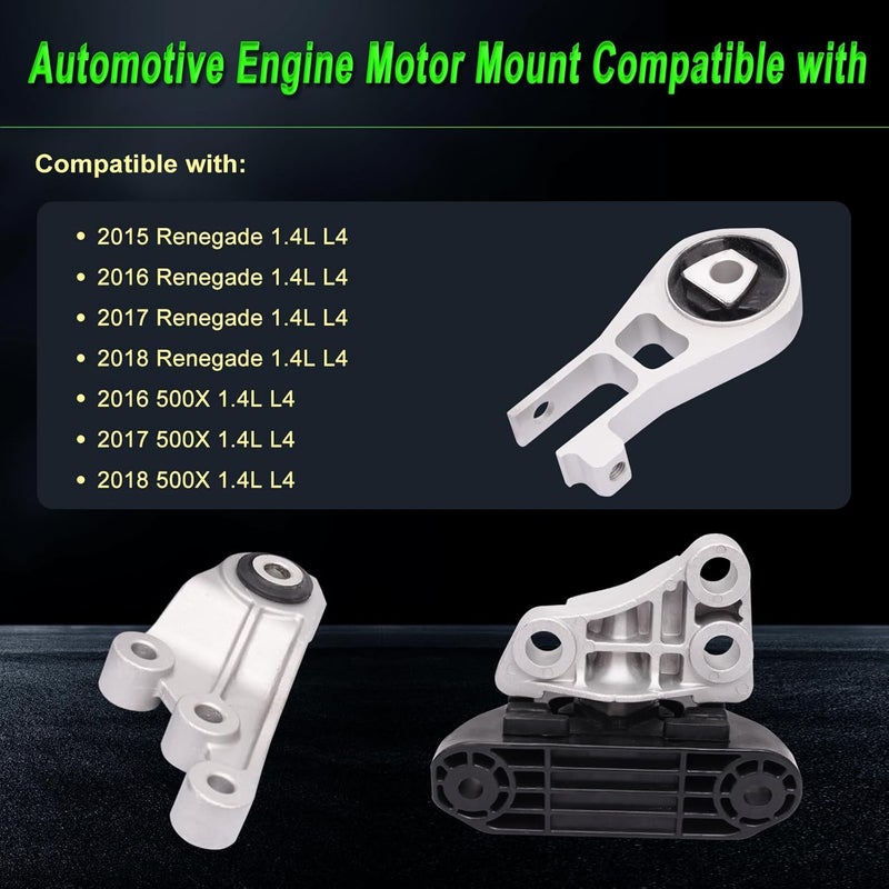 SHICHU Engine Motor Mount Set for 2015-2018 Renegade & 2016-2018 500X 1.4L L4 - Replacement for 68254474AA, 68254669AA, 68257232AA - Image 2
