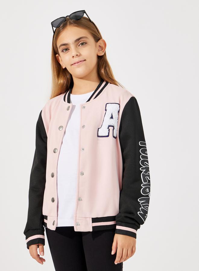 Styli Constrast Printed Sleeve Patch Front Jacket  - Image 1