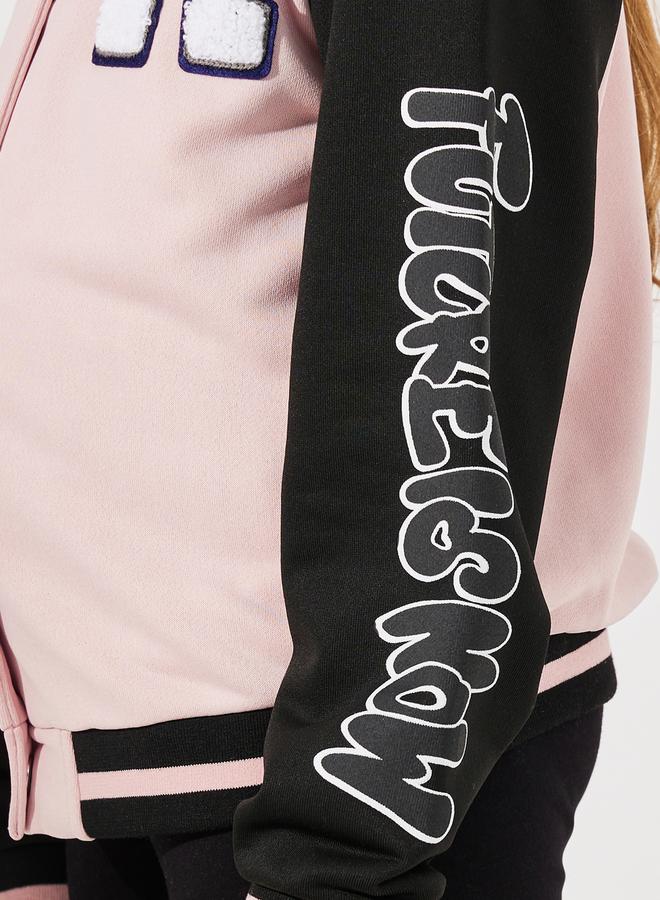 Styli Constrast Printed Sleeve Patch Front Jacket  - Image 5