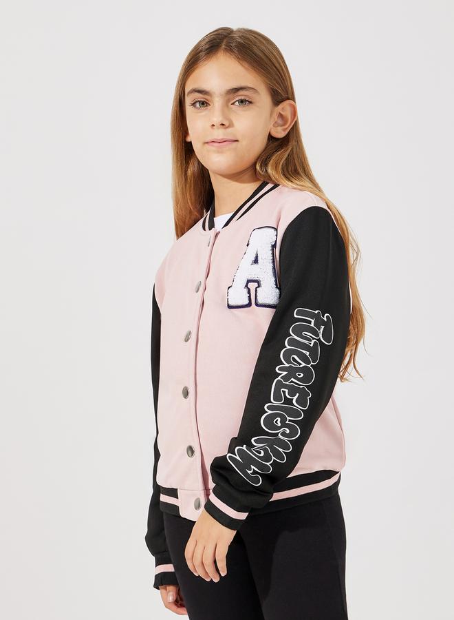 Styli Constrast Printed Sleeve Patch Front Jacket  - Image 3