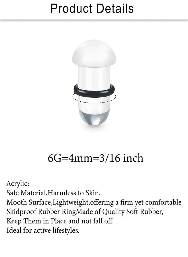 Cisyozi 6G Acrylic Ear Gauges Plugs Tunnels Earrings for Ear Stretching Kit Single Flare Plastic Clear Plugs Gauges Tunnels 6 Gauge Stretcher Stretch Gage Gauging Kit Women Men 4mm 3/16 inch - Image 2