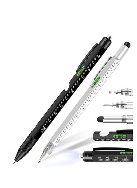 9 in 1 Multitool Pen Pocket Multi Tool with Light Stylus Ruler Screwdriver Bubble Leveler Cool Must-Have Gadgets for Woodworking Electrical Engineers Birthday Gifts for Men