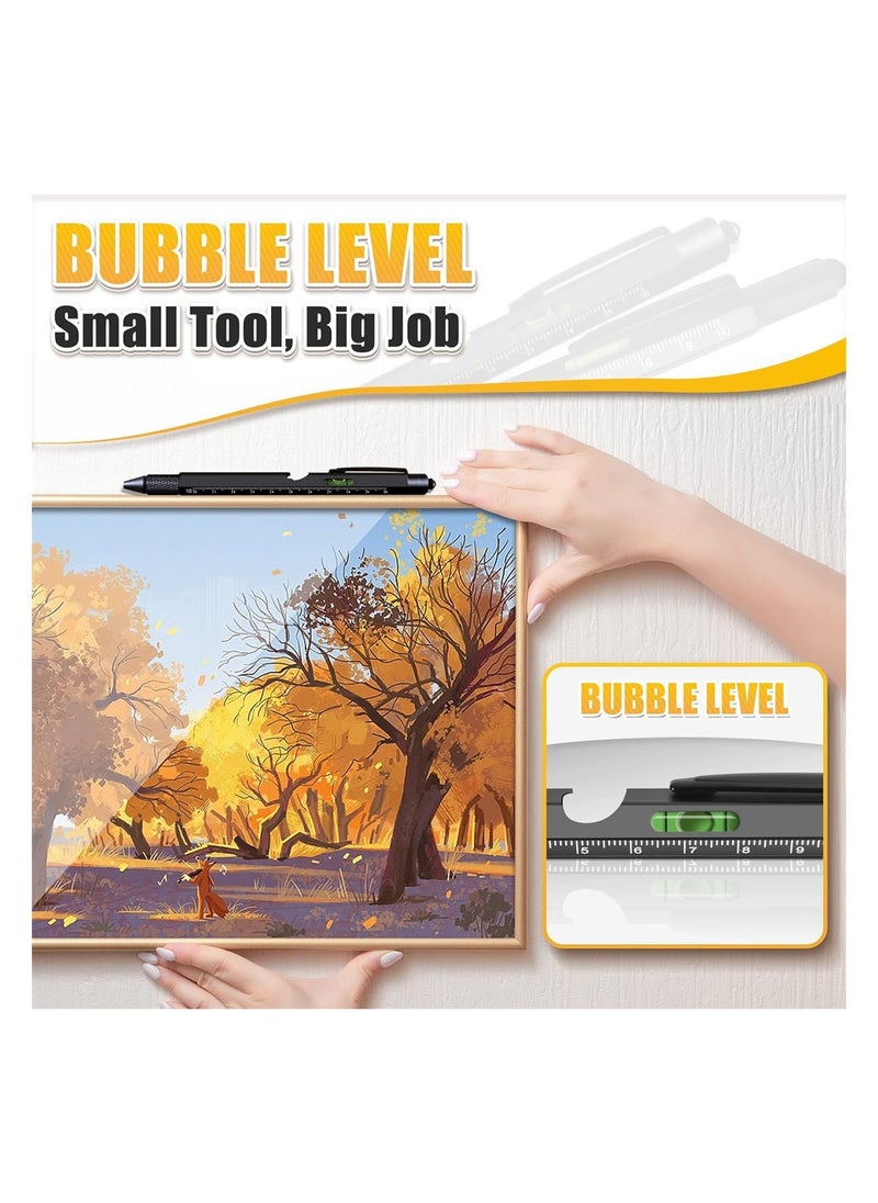 9 in 1 Multitool Pen Pocket Multi Tool with Light Stylus Ruler Screwdriver Bubble Leveler Cool Must-Have Gadgets for Woodworking Electrical Engineers Birthday Gifts for Men
