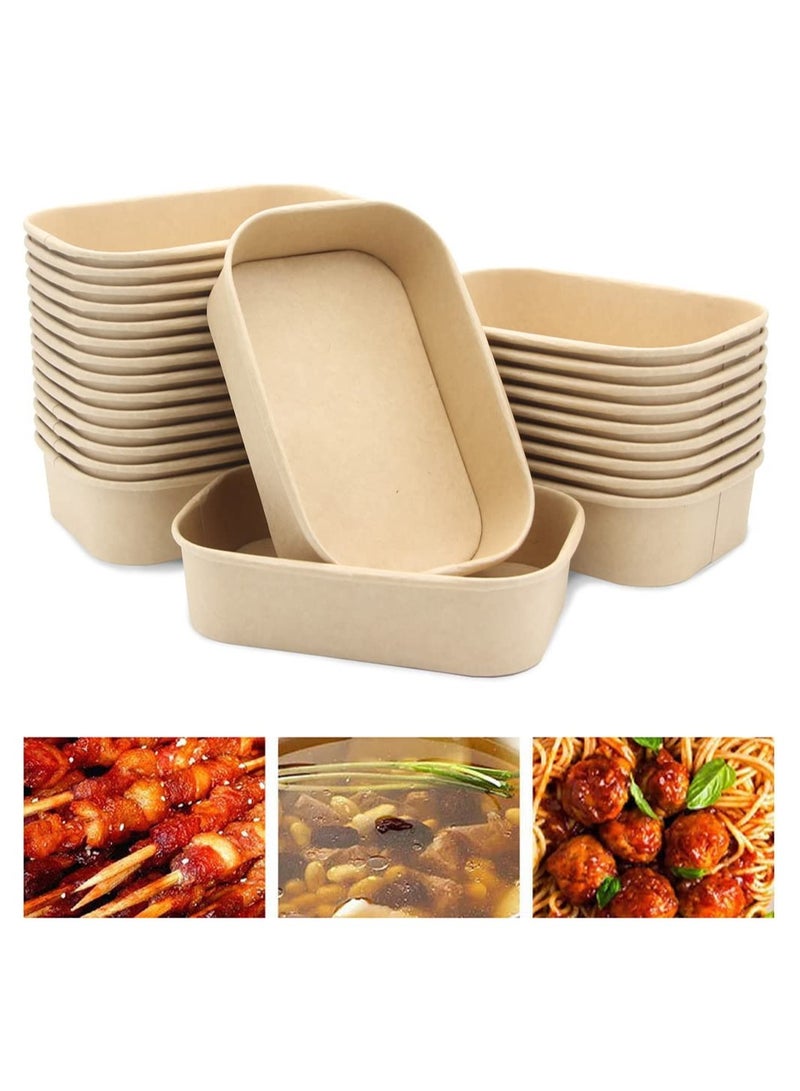 25 PCS Kraft Paper Salad Boxes - Oil & Water Resistant Square Lunch Containers for Takeout, Meal Prep, Fitness Lunch, and Salads - Reusable Paper Food Boxes for Easy Takeaway. - Image 2