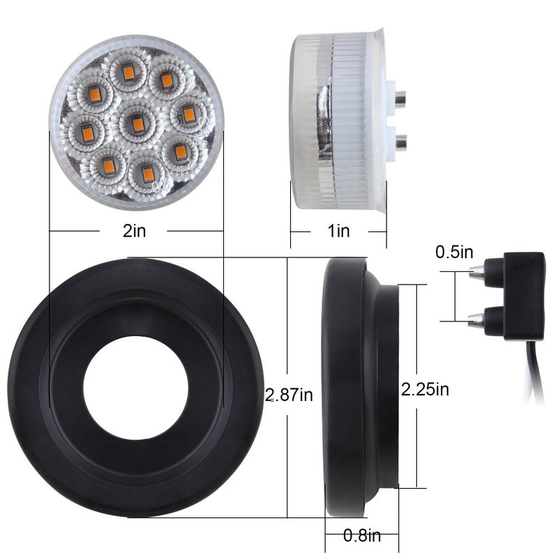 Jamarco 10Pcs 2â€ Inch Round Led Marker Lights 9 Amber LED Reflectors Clear Lens, 2 Inch Round LED Truck Trailer Clearance Side Marker Lights w/Light Grommets and 2 Prong Trailer Wire Pigtails 12V Waterproof - Image 5