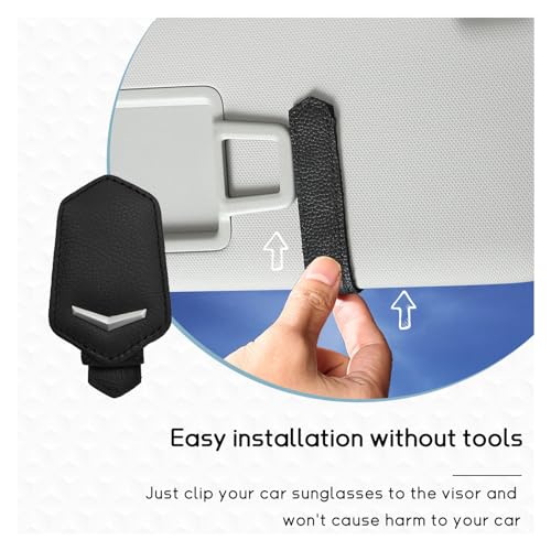 Dickno Sunglasses Holder for Car Sun Visor, Magnetic Leather Glasses Hanger Mounted with Ticket Card Clip, Universal Vehicle Interior Accessories for Different Size Eyeglasses (Black) - Image 3