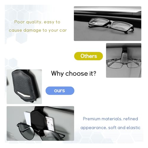 Dickno Sunglasses Holder for Car Sun Visor, Magnetic Leather Glasses Hanger Mounted with Ticket Card Clip, Universal Vehicle Interior Accessories for Different Size Eyeglasses (Black) - Image 5
