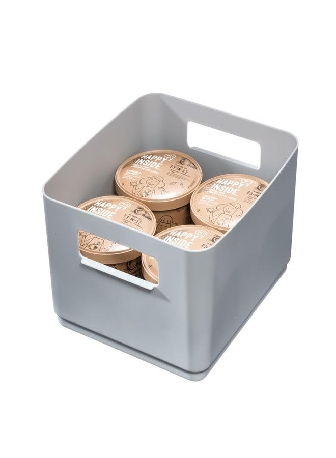 إنترديزاين صندوق تخزين بلاستيكي معاد تدويره للمطبخ، 9 بوصات × 8.5 بوصات × 5 بوصات، رمادي - Image 1