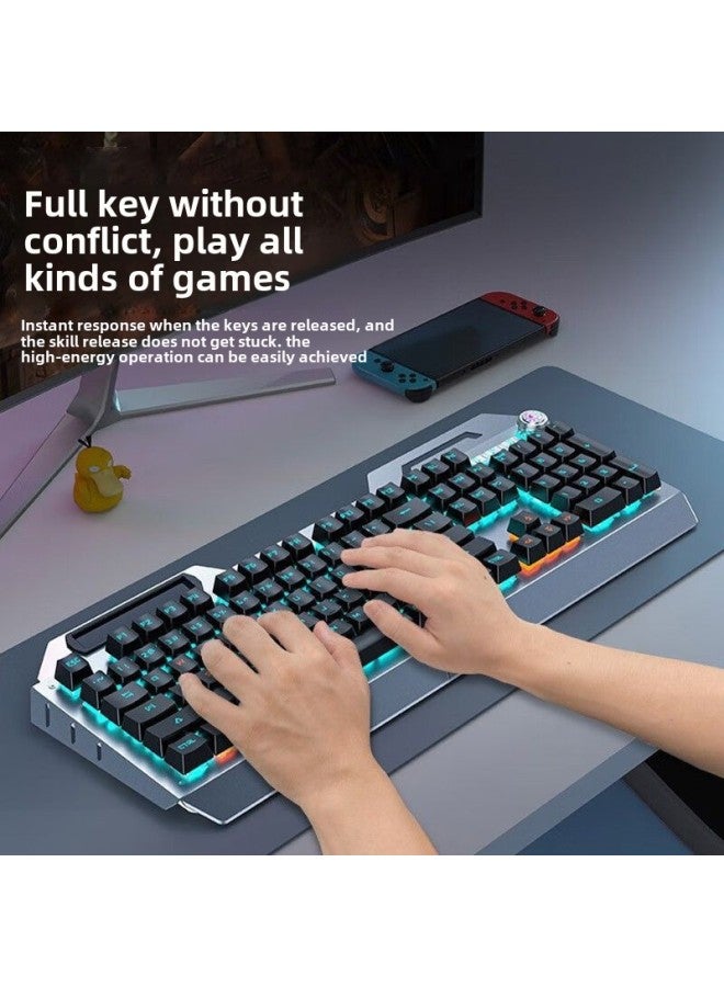 Forerunner TK900 Mechanical Keyboard Wired Mouse Suit Game Computer Electronic Competition Green Axis Wireless Keyboard Mouse Special-Color:Metal Black Blue-[Green Shaft-Classic Two-Piece Set] + Game Macro Mouse  - Image 4