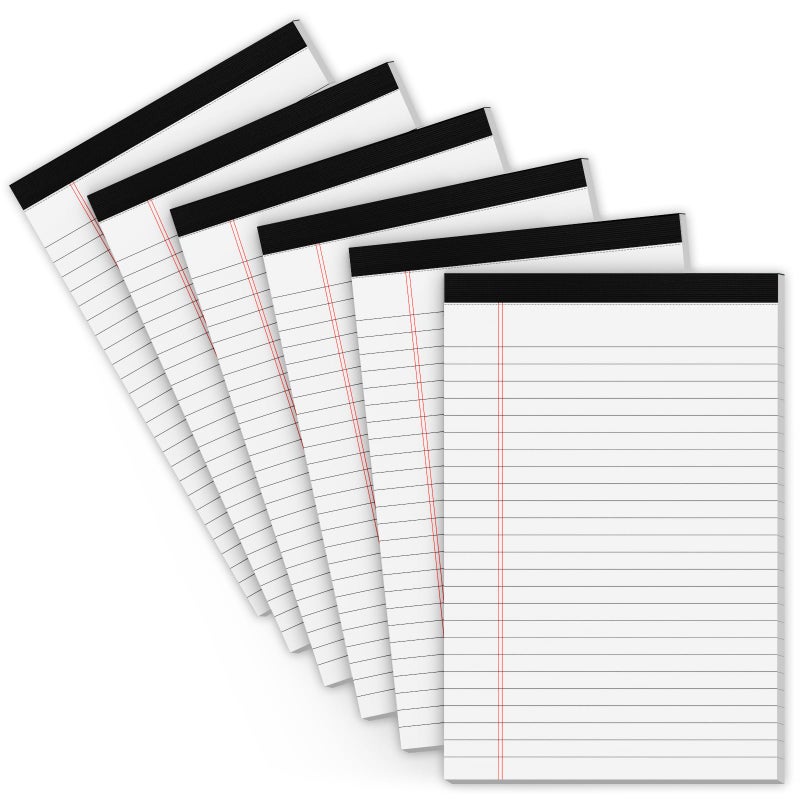 Vishoitty Legal Pads 5x8 Small Note Pads 5x8 Notepads for Work, 6 Pack Writing Pads 5x8 College Ruled Lined Paper Pads, Micro Perforated Decent 80 GSM 5x8 in Legal Note Pad Narrow Ruled, 30 Sheet per Notepad - Image 1