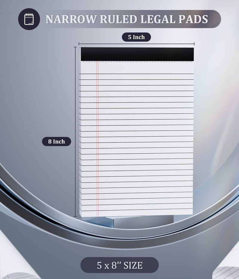 Vishoitty Legal Pads 5x8 Small Note Pads 5x8 Notepads for Work, 6 Pack Writing Pads 5x8 College Ruled Lined Paper Pads, Micro Perforated Decent 80 GSM 5x8 in Legal Note Pad Narrow Ruled, 30 Sheet per Notepad - Image 2