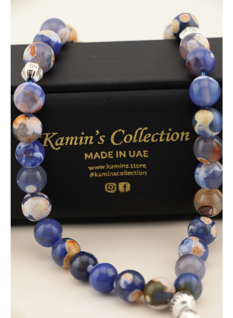 Kamins Collection 33-Bead Natural Blue & Earth Agate Tasbih - Image 2