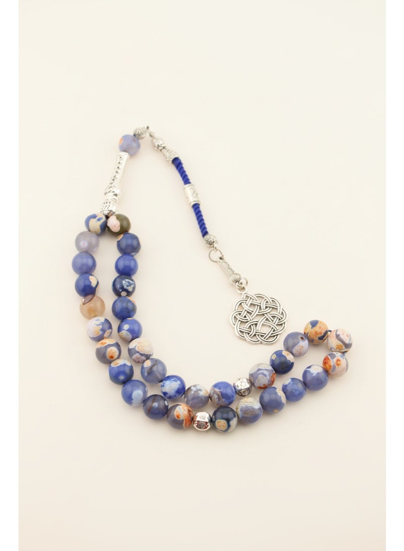 Kamins Collection 33-Bead Natural Blue & Earth Agate Tasbih - Image 3