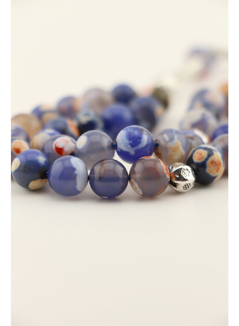 Kamins Collection 33-Bead Natural Blue & Earth Agate Tasbih - Image 4