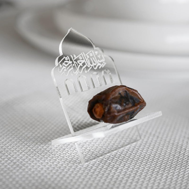 Al Raied ARS® Ramadan Date Holder with Bismillah Islamic Calligraphy - 3 Pcs Transparent Dome Design - Image 2