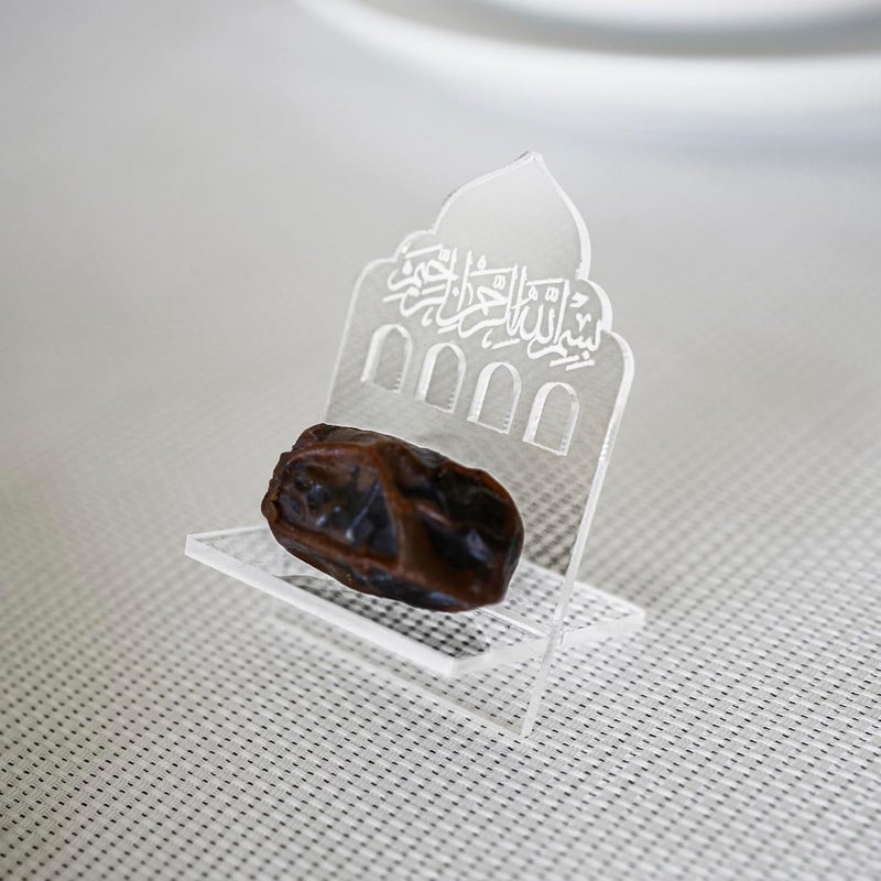 Al Raied ARS® Ramadan Date Holder with Bismillah Islamic Calligraphy - 3 Pcs Transparent Dome Design - Image 1