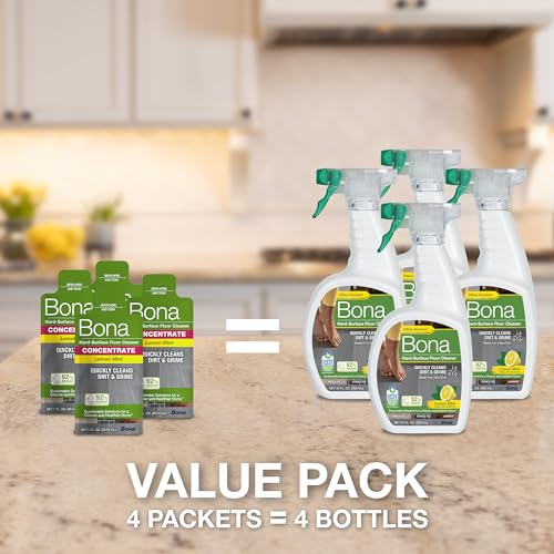 BONA منظف الأرضيات المتعدد الاستخدامات من بونا، برائحة الليمون والنعناع، 1 أونصة سائلة، عبوة من 4 (يُنتج 128 أونصة سائلة) إعادة تعبئة لممسحة الرش وزجاجة الرش – للاستخدام على الأرضيات الحجرية، والبلاط، واللامينيت، والفينيل - Image 2