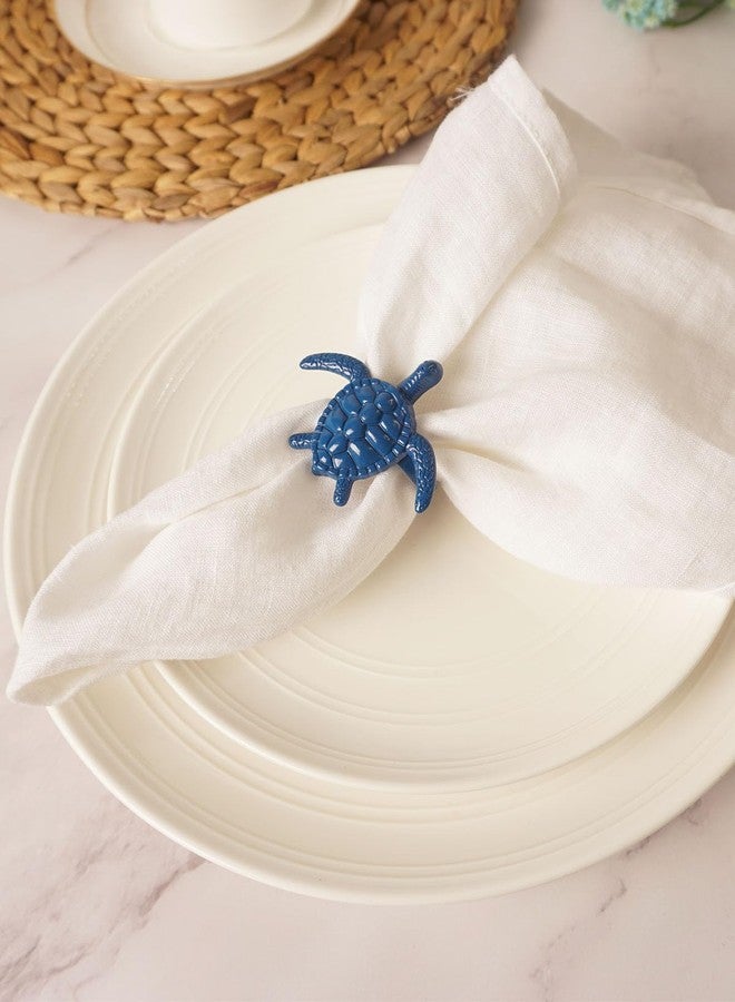 Utalek Coastal Theme Sea Creatures Napkin Rings Starfish Sea Shells Metal Napkin Rings Set of 6 for Dinner Party, Summer, Wedding, Beach Table Decor, Family Gatherings, or Everyday Use (6, Blue) - Image 5