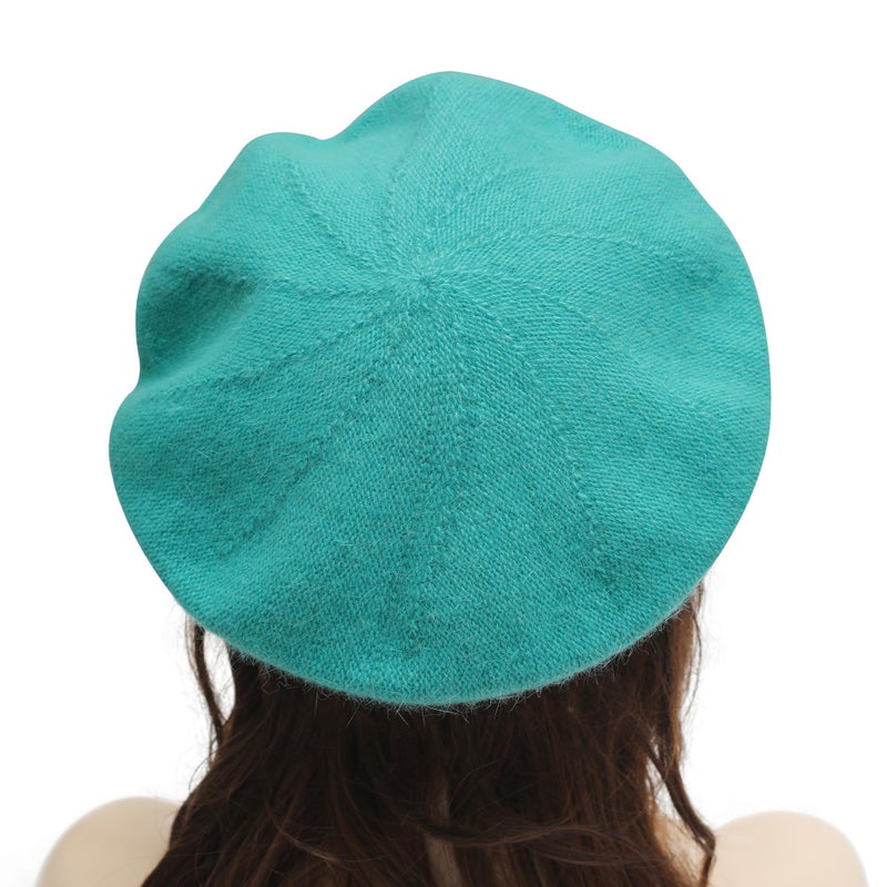ZLYC French Beret Hat Fashion Print Lightweight Winter Warm Artist Hat for Women (Plain Teal) - Image 3