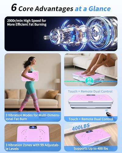 ROTAI Shake Plate Vibration Exercise Machine for Lymphatic Drainage Massager & Weight Loss, 400 lbs Capacity Whole Body Vibrating Plate Workout for Women and Men - Image 5