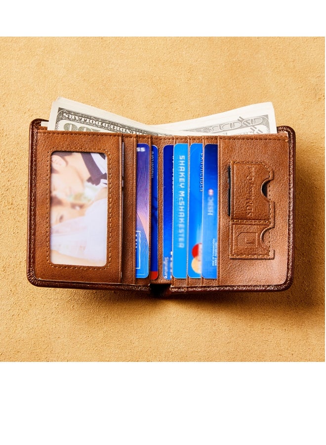 Dante Men's Wallet Vertical Top Layer Cowhide Anti-theft Card Demagnetization Genuine Leather Wallet  - Image 3