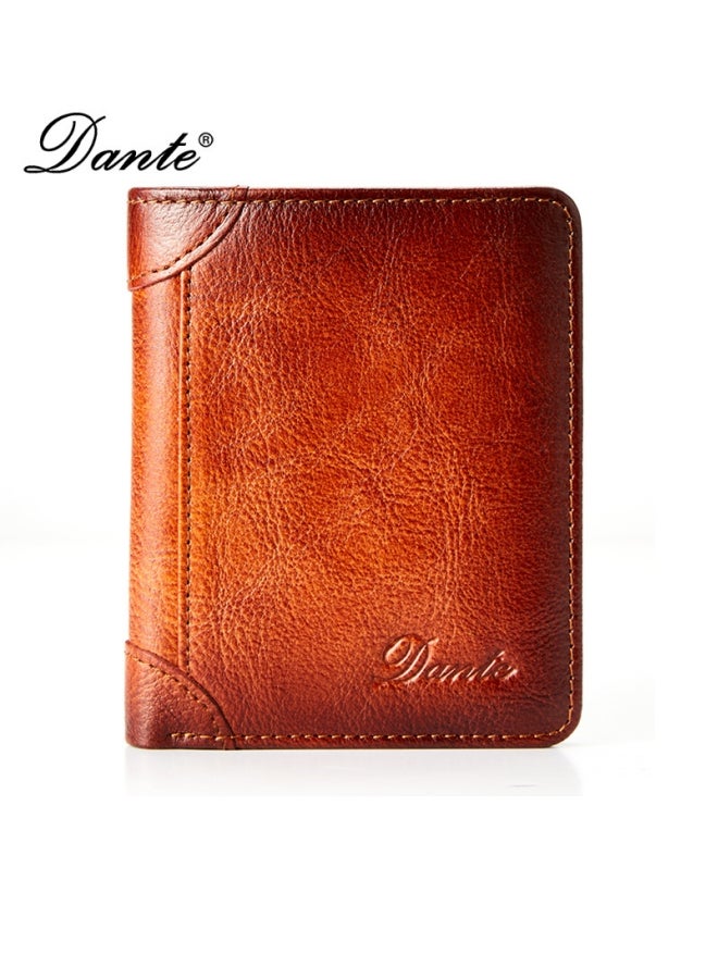 Dante Men's Wallet Vertical Top Layer Cowhide Anti-theft Card Demagnetization Genuine Leather Wallet  - Image 1