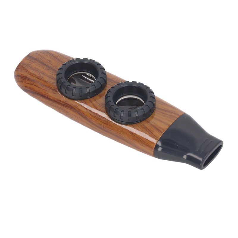 Kazoo Flute Dual Hole Flute Adjustable Musical Wind Instrument with Diaphragm for Playing Performance Wood Color - Image 3