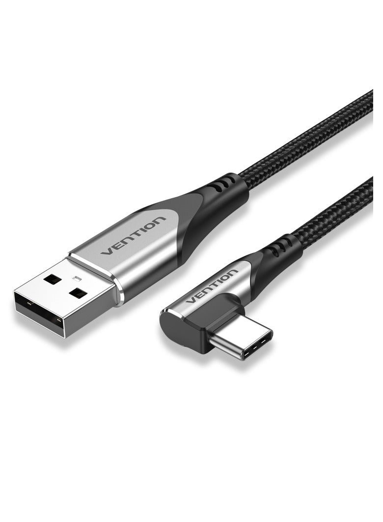 Vention USB-C Right Angle to USB 2.0-A  Cable 2M Gray Aluminum Alloy Type - Image 1