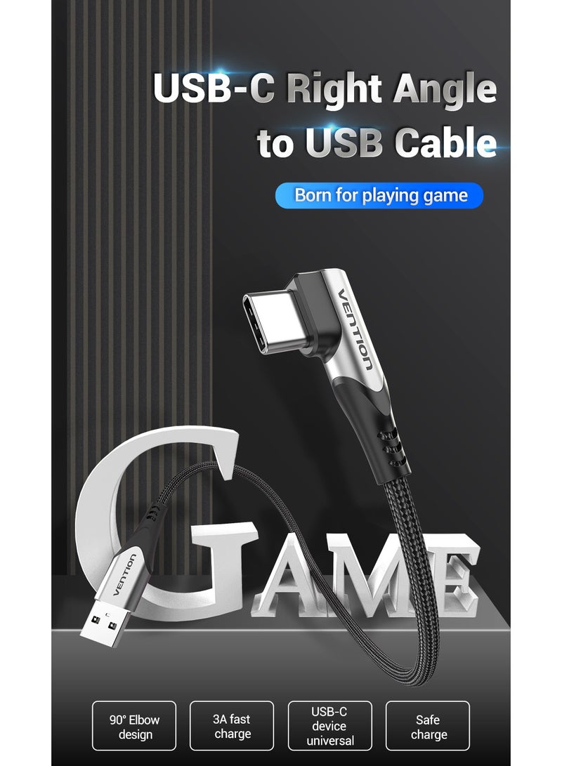 Vention USB-C Right Angle to USB 2.0-A  Cable 2M Gray Aluminum Alloy Type - Image 3